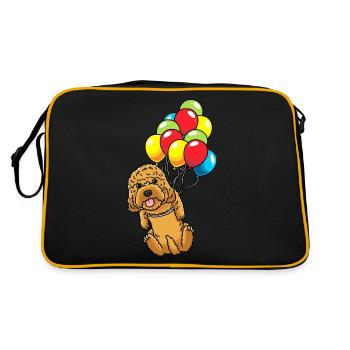 Cockapoo dog with balloons - Retro Bag - black/gold - Back