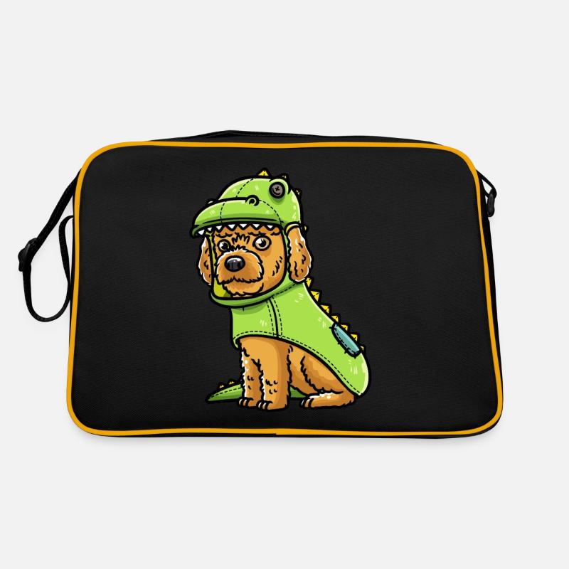 Cockapoo Hund Im Dinosaurier-Kostüm Retro Tasche