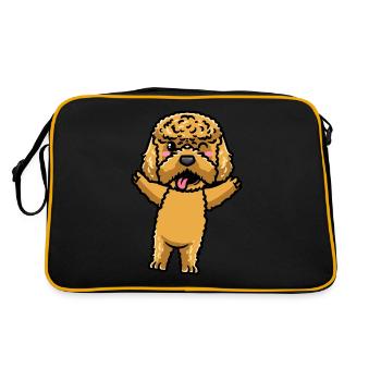 Kawaii Cockapoo Dog Emoticon - Retro Bag - black/gold - Back