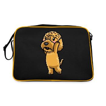 Kawaii Cockapoo Dog Emoticon - Retro Bag - black/gold - Back