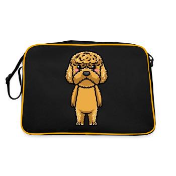 Kawaii Cockapoo Dog Emoticon - Retro Bag - black/gold - Back