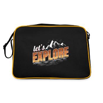 Logo Let's Explore On Camping - Retro Tasche - Schwarz/Gold - Hinten