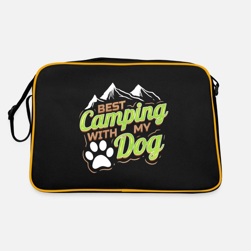 Logo For Dog Lovers With Paw On Camping Retro Bag
