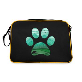 Camping Tent In A Dog Paw On Camping - Retro Bag - black/gold - Back