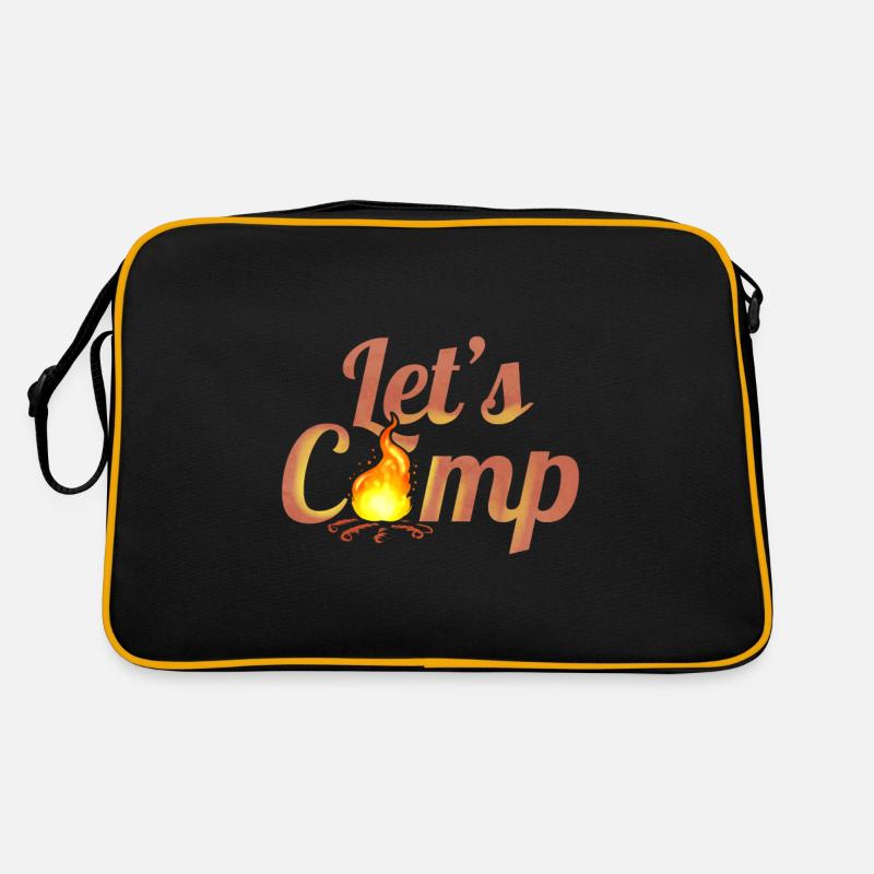 Logo Let's Camp On Camp Fire On Camping Retro Tasche
