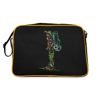 Line Design Lineart Backpacker On Camping - Sac Retro - noir/or - Dos