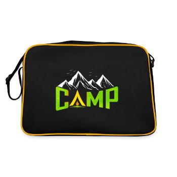 Logo Camp In Tent In The Mountains On Camping - Retro Tasche - Schwarz/Gold - Hinten