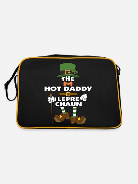The Hot Daddy Leprechaun St Patrick's Day - Retro Tasche - Schwarz/Gold - Hinten