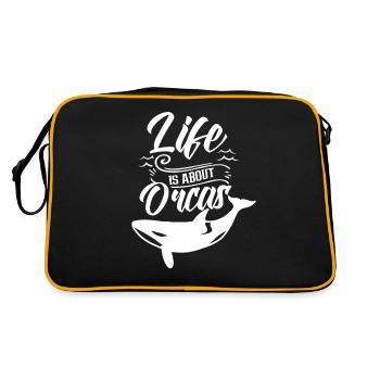 La vie est une question d’orques Orque Orque protéger la mer - Sac Retro - noir/or - Dos