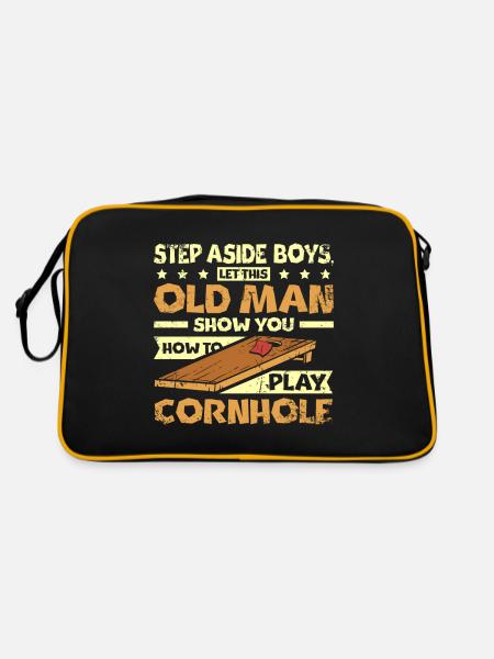 Let this old man show you to play cornhole - Retro Bag - black/gold - Back