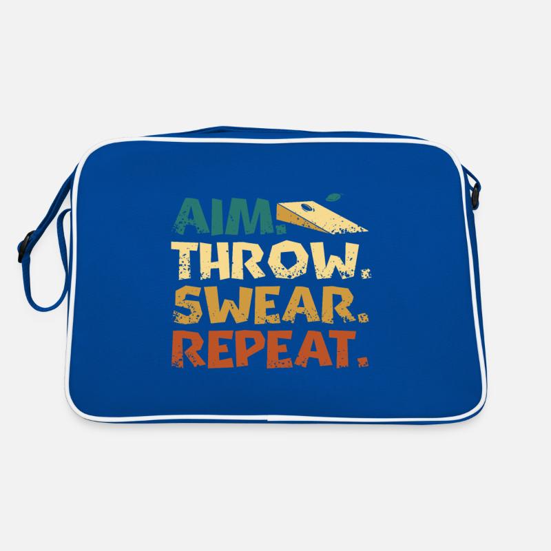 Aim. Throw. Swear. repeat. Play Cornhole Retro Bag