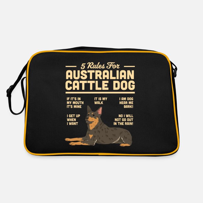 Australian Cattle Dog - Retro Tasche - Schwarz/Gold