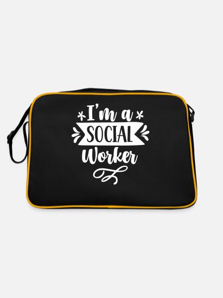 Je suis un travailleur social qui forme un travailleur social - Sac Retro - noir/or - Dos