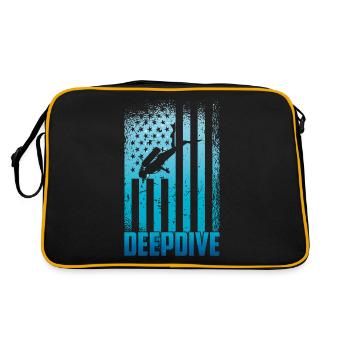 Tauchen US-Flagge Freedive DeepDive - Retro Tasche - Schwarz/Gold - Hinten