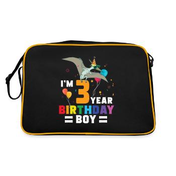 I'm 3 Birthday Boy Pterodactylus 3 Year Old 3rd - Retro Tasche - Schwarz/Gold - Hinten