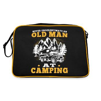 camping Old man camping caravan holiday - Retro Bag - black/gold - Back