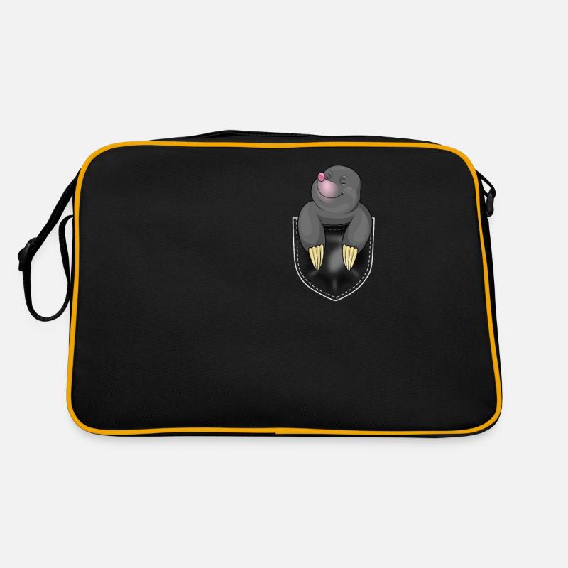 Maulwurf Agent Spion Bergarbeiter Geschenk - Retro Tasche - Schwarz/Gold