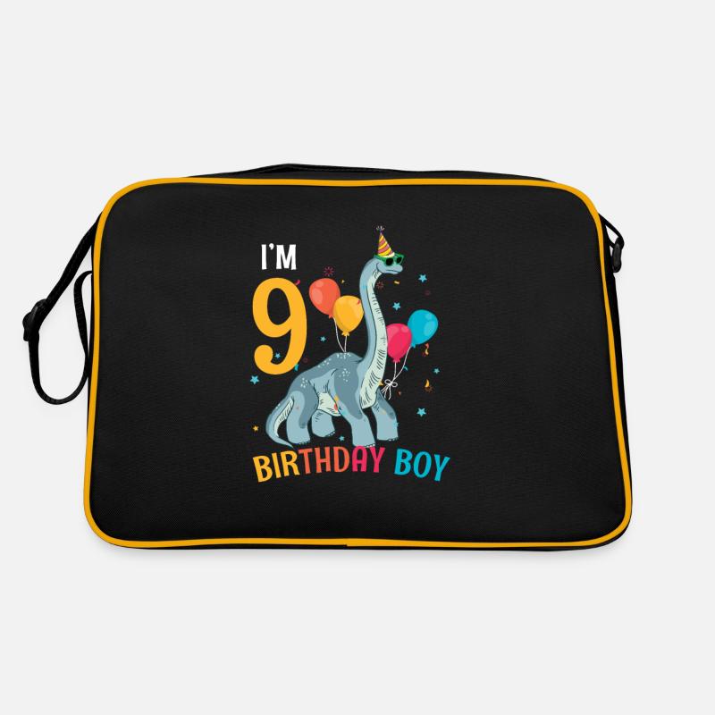 I'm 9 Birthday Boy Brachiosaurus 9 Year Old 9th Retro Tasche
