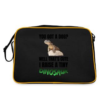 I Raise A Tiny Dinosaurier Uromastyx Lustiger - Retro Tasche - Schwarz/Gold - Hinten