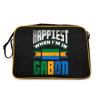 Gabonese Gabon Gabonese Flag Happiest When Im In - Retro Bag - black/gold - Back