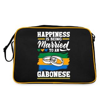 Gabonese Gabon Flag Happiness Is Being Married To - Retro Bag - black/gold - Back