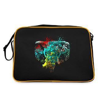 Splash Art Elephant Head - Retro Bag - black/gold - Back
