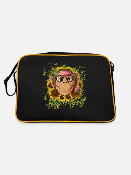 60s 70s Costume Hippie Soul - Sac Retro - noir/or - Dos