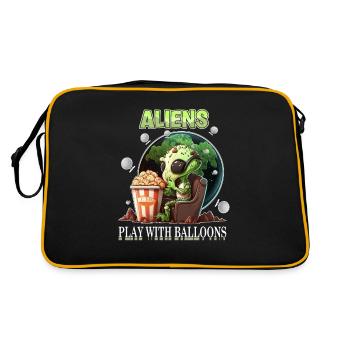 Aliens Play With Balloons - Spy Balloon or - Retro Tasche - Schwarz/Gold - Hinten