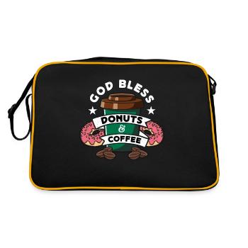Café et beignets Que Dieu bénisse les beignets et les petits déjeuners - Sac Retro - noir/or - Dos