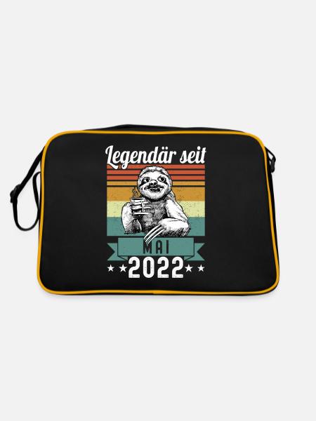 Faultier Legendär seit Mai 2022 Geburtstag - Retro Tasche - Schwarz/Gold - Hinten