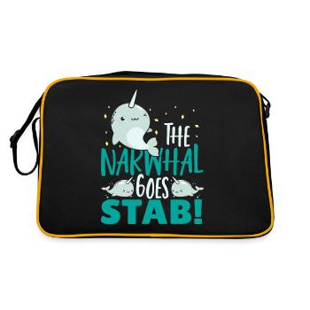 The Narwhal Goes Stab! Narwhal Unicorn of The Sea - Retro Bag - black/gold - Back