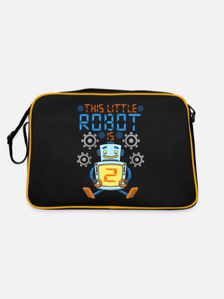 Robot Birthday Outfit Boy 2nd Robot Birthday Party - Retro Bag - black/gold - Back