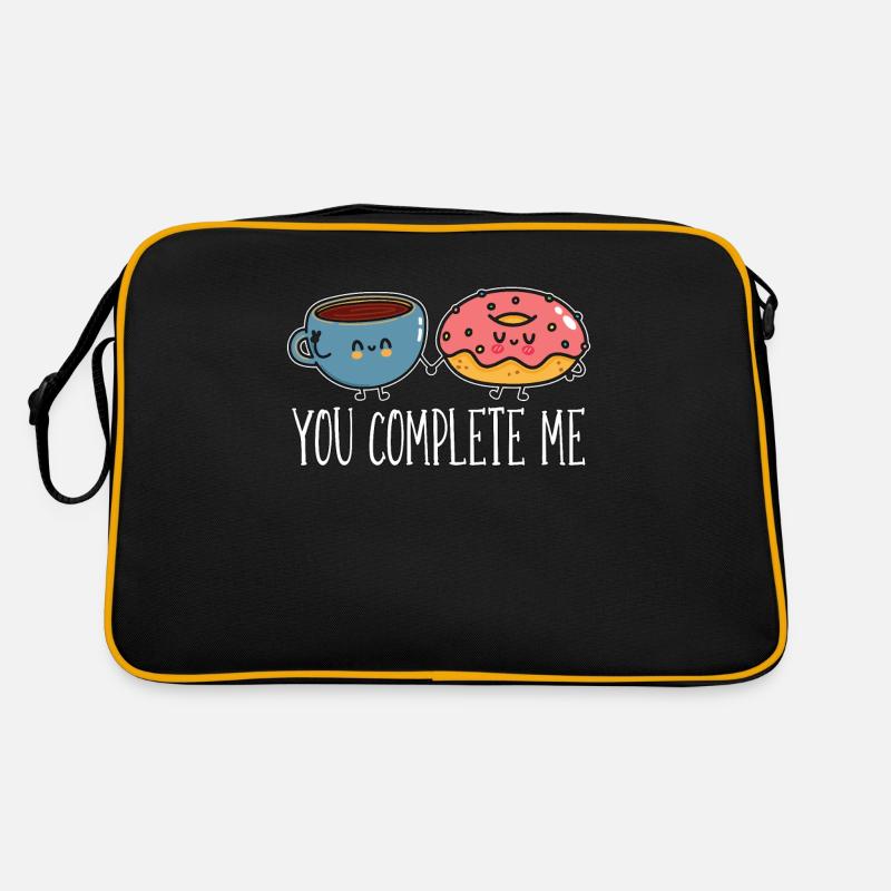 Coffee & Doughnuts You Complete Me Coffee Bean - Retro Tasche - Schwarz/Gold