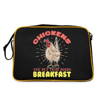 Chickens The Pet That Poops Chickens Rooster Farmer Chicken - Retro Bag - black/gold - Back