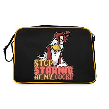 Stop Staring My Cook Chicken Chicken Rooster Farmer - Retro Bag - black/gold - Back