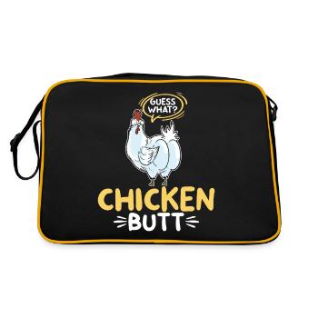 Guess What Chicken Butt Chicken Rooster Farmer Chicken - Retro Bag - black/gold - Back