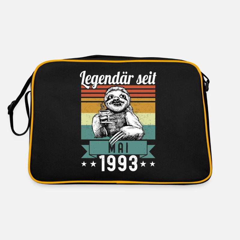 Faultier Legendär seit Mai 1993 Geburtstag - Retro Tasche - Schwarz/Gold
