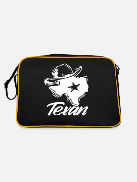 Texaner Sprüche Texanisch Texas Stolz - Retro Tasche - Schwarz/Gold - Hinten