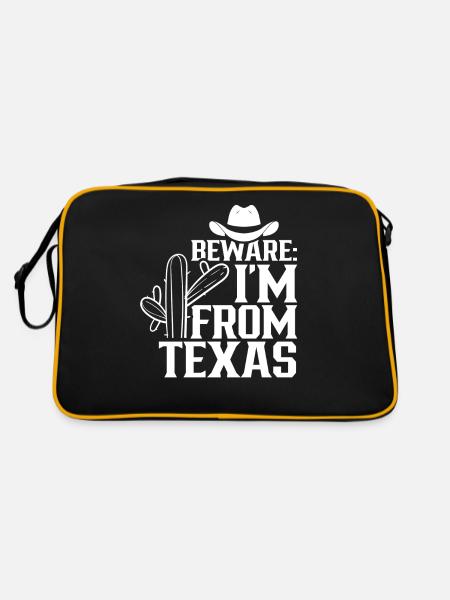Achtung: Ich Komme Aus Texas Texaner Texanisch - Retro Tasche - Schwarz/Gold - Hinten