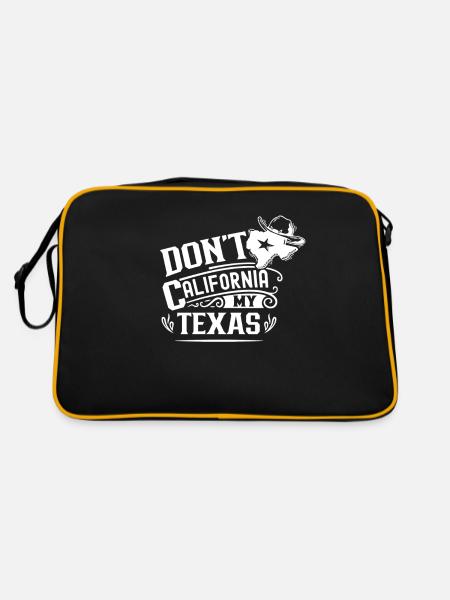 Kalifornien Texas Sprüche Texanisch Texaner Stolz - Retro Tasche - Schwarz/Gold - Hinten