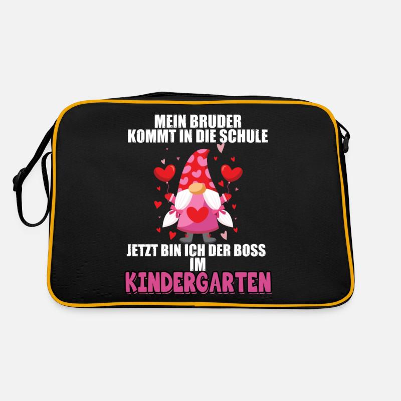 Mein Bruder Kommt In Die Schule Jetzt Bin Ich Boss - Retro Tasche - Schwarz/Gold