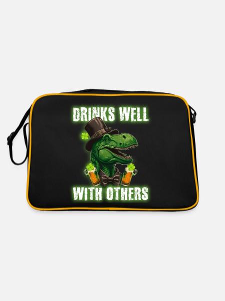 St Paddys St Patricksday St Patrick Day - Retro Tasche - Schwarz/Gold - Hinten