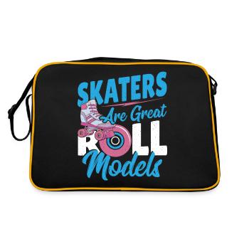 Skaters Are Great Roll Models Roller Skating - Retro Tasche - Schwarz/Gold - Hinten