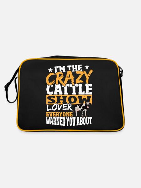 I'm The Crazy Cattle Show Lover Livestock Cattle - Retro Tasche - Schwarz/Gold - Hinten
