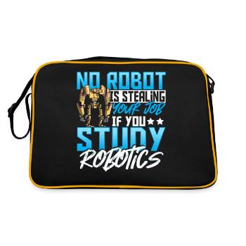 No Robot Is Stealing Your Job If You Study - Retro Tasche - Schwarz/Gold - Hinten