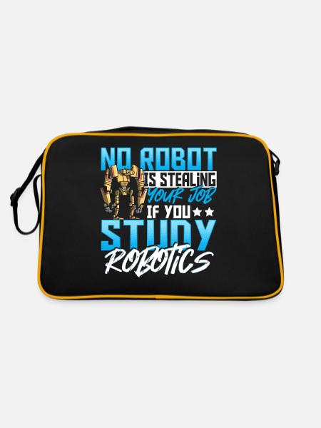 No Robot Is Stealing Your Job If You Study - Retro Bag - black/gold - Back