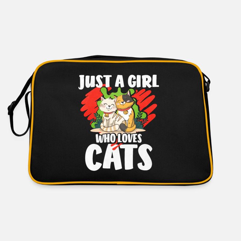 Nur ein Mädchen das Katzen liebt - Retro Tasche - Schwarz/Gold