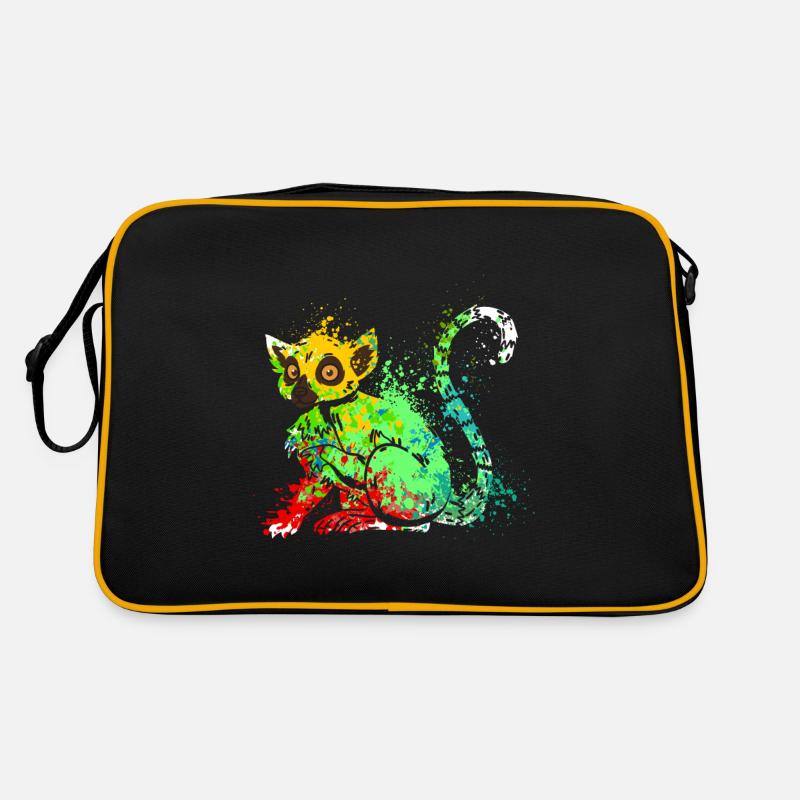 Splash Art Ringelschwanz Maki Madagaskar lemuren Retro Tasche