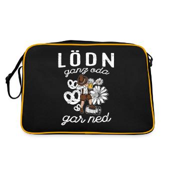 Trachten Lödn ganz oda gar ned Lausbua Bayrisches - Retro Tasche - Schwarz/Gold - Hinten
