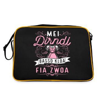 Trachten Dirndl bassd kloa Lausbua Bayrisches - Retro Tasche - Schwarz/Gold - Hinten
